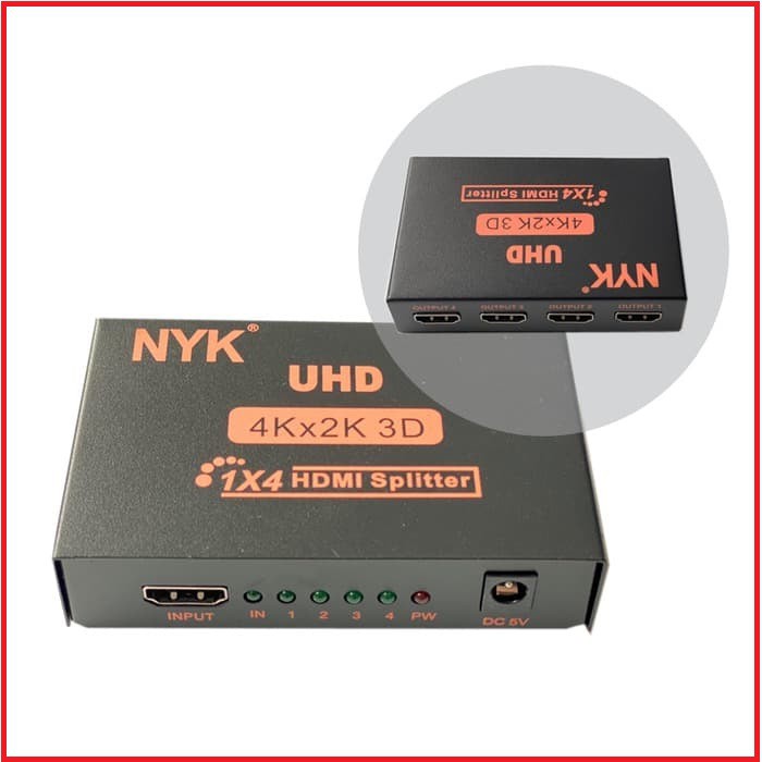 Splitter HDMI 4 Ports Mini Metal Box