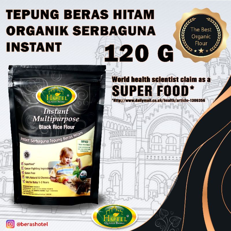 

Tepung Beras Hitam HOTEL Organik Instant 120 gr-Instant Tepung Organik Beras Hitam - HOTEL Tepung Hitam Organik 120 gr - MPASI Tepung Instant Hitam