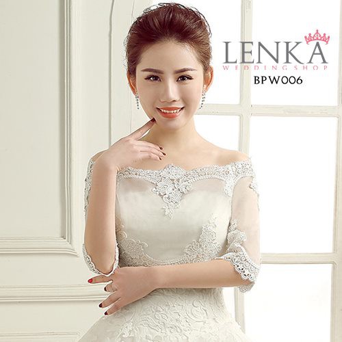 [STOK TERBATAS] AKSESORIS WEDDING BOLERO PESTA BROKAT LACE PUTIH BPW006