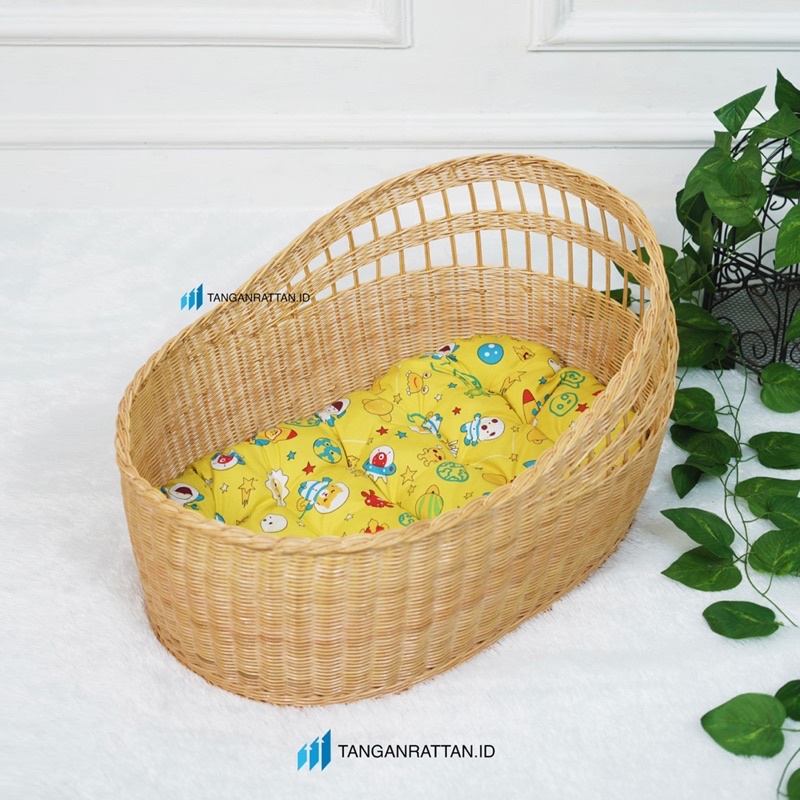 Keranjang Tempat Tidur Bayi Rotan Dengan Bantal - Baby Property - Box Bayi Preloved Rotan