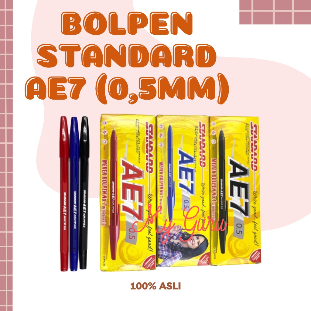 

[PCS] BOLPEN / PULPEN STANDARD AE7 HITAM / BIRU / MERAH 0.5MM