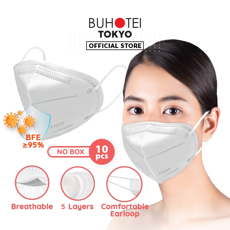 BUHOTEI Disposable Masker wajah EVO Earloop Face Mask Kesehatan masker medis-KN95 10pcs No Box