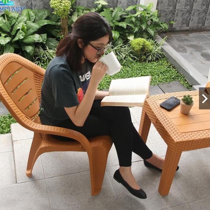 ❤ SHOPPE 2.2  Set Meja Kursi Santai Plastik OL 509 Rotan + Meja / Kursi Teras / Kursi Taman