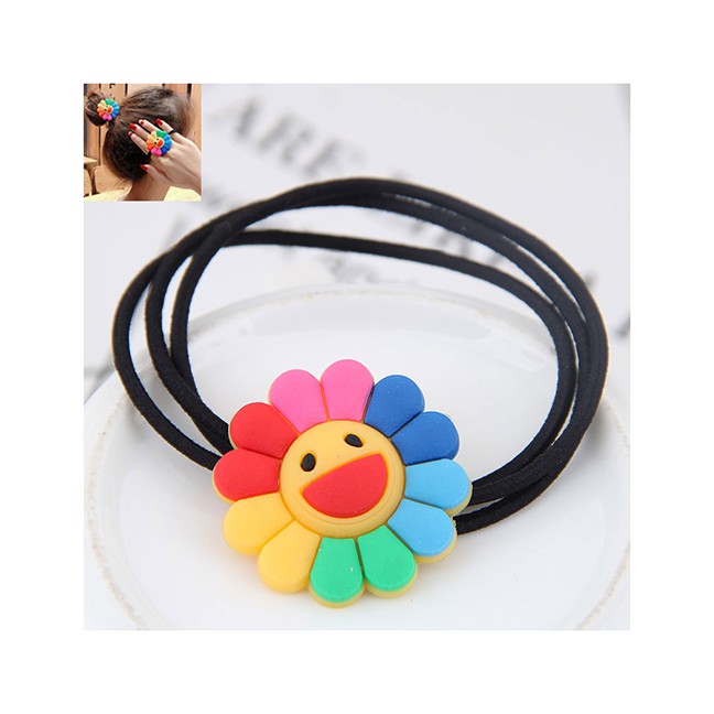 LRC Ikat Rambut Fashion Color Colorful Sun Flower Smiley Rainbow A58633