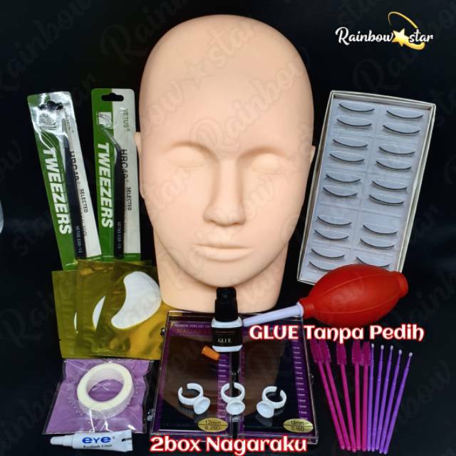 Paket Eyelash Extension / Paket Manekin Belajar Eyelash Extension / Belajar Tanam Bulu Mata Palsu