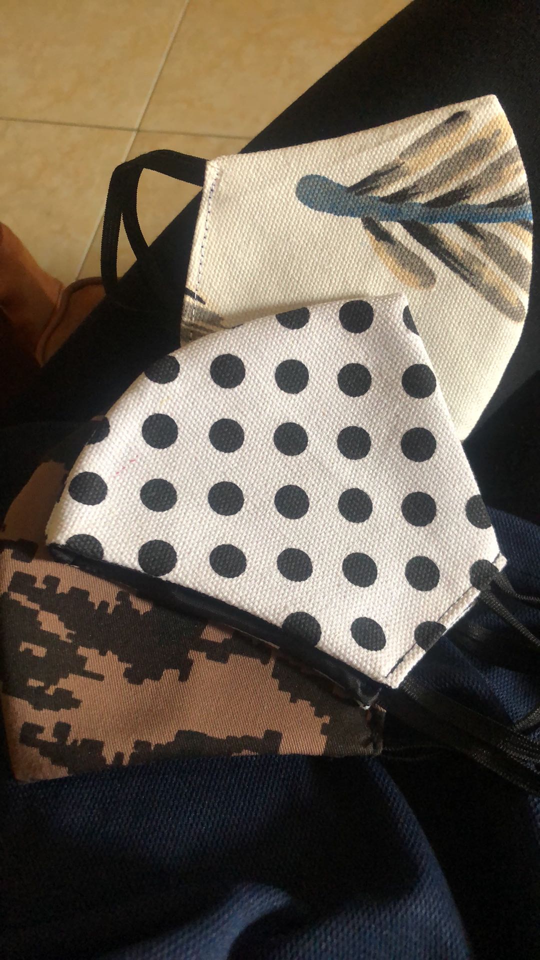 Masker Kain Motif Floral Tropical Adenia Daun Bunga Monstera Palem Palm 2 Lapis Kanvas Mask