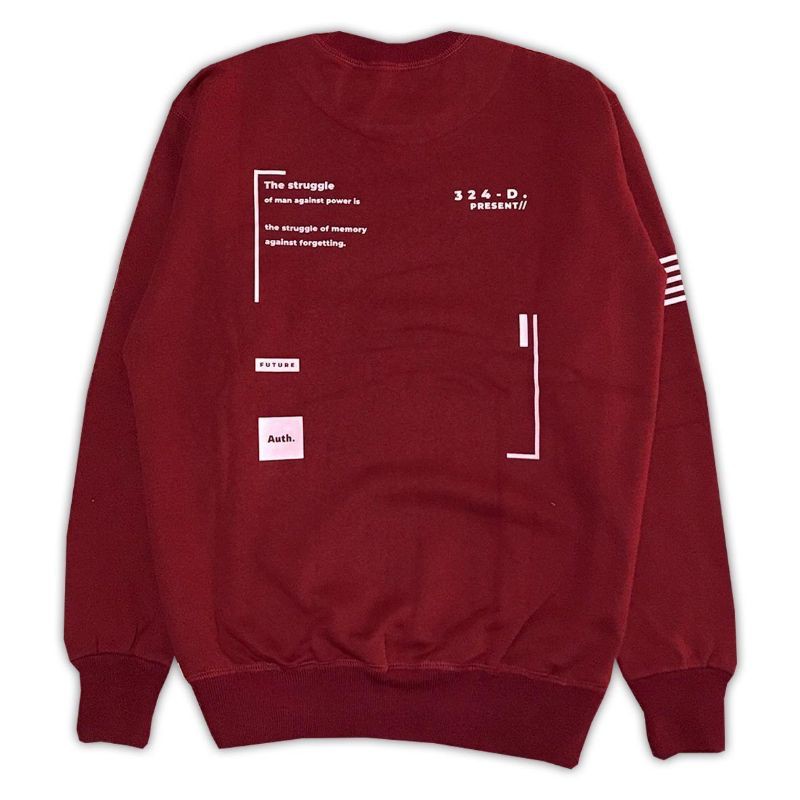 BRAD PRESENT ORIGINAL Sweater Crewneck Sweatshirt cowok warna Maroon seri 324D art F3001