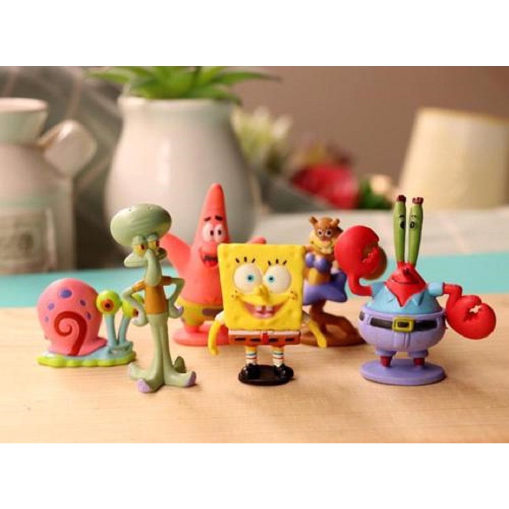 6pcs SpongeBob SquarePants Patrick Star Squidward Tentacles Plush Toys Kids Gift Doll Boneka