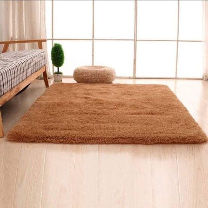 [DOUBLE SIZE] Karpet Bulu Tebal 7cm ukuran 150CMX200CM Karpet Lantai Bulu Rasfur Kasur kamar Tidur-coklat muda