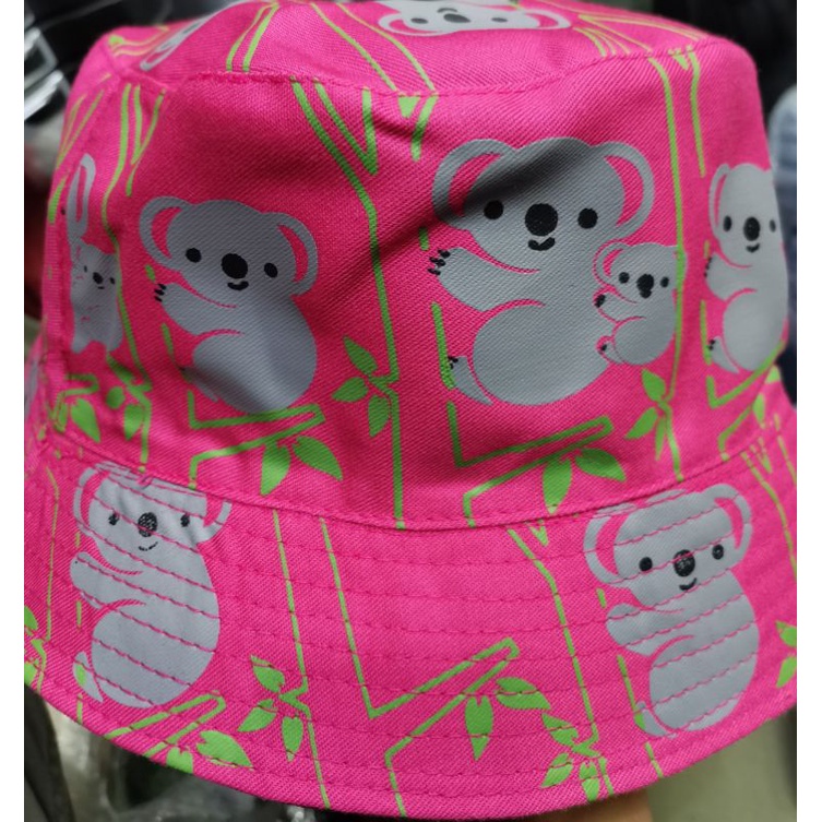 Topi Bucket Hat Anak 3-12 tahun Motif Koala Pakai Tali dan Stopper