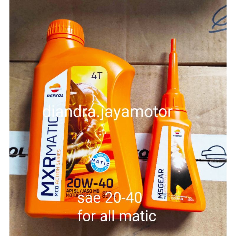 paket oli repsol matic 800 ml + oli gear 120 ml sae 10-30 for all matic