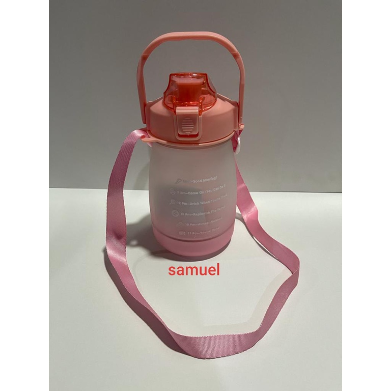 Botol air minum viral botol gemoy gradasi pastel warna pink 1,3 liter