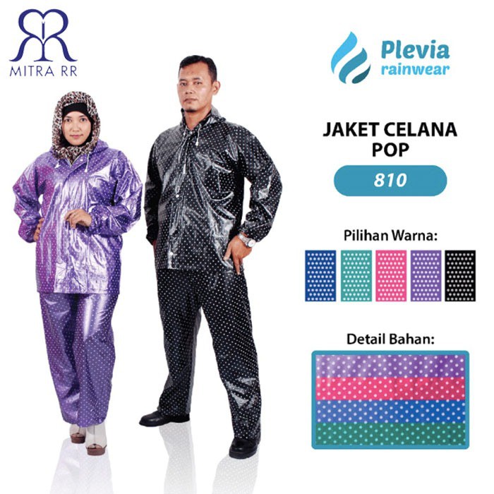 Jas Hujan Jaket Celana Plevia 810 Pop Polkadot Stelan Raincoat Murah