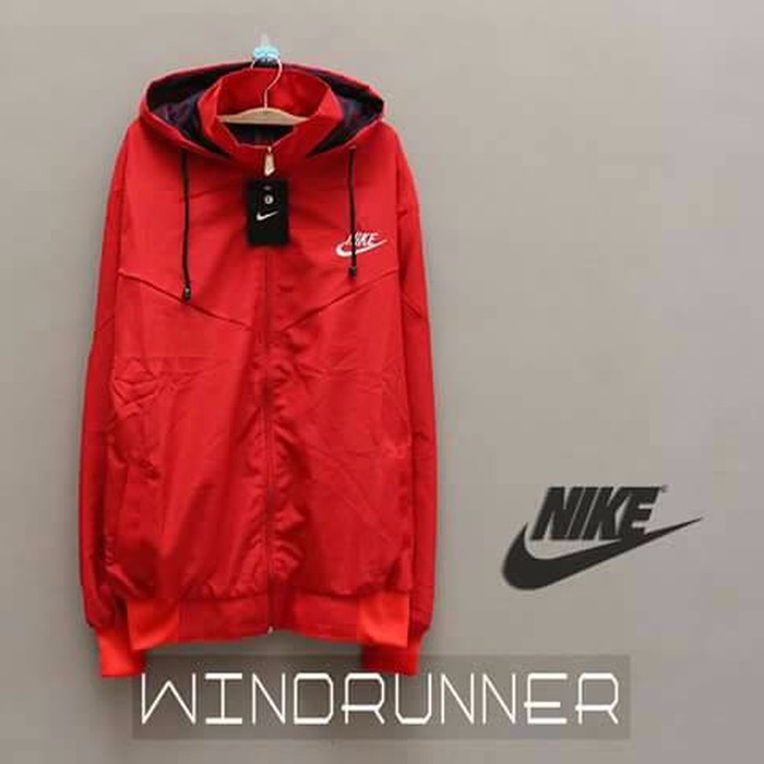 Jaket pria wanita jaket parasut nike merah polos windrunner grosir