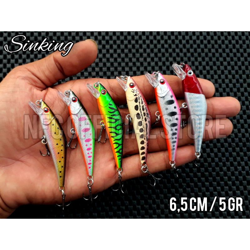Lure minnow Sinking Replika KRAKEN 6,5cm / 5gram dan 5,5gram Rekomendasi untuk Ultralight casting