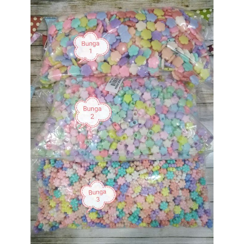 Manik mote meronce kalung gelang warna pastel 25 gr/50 gr