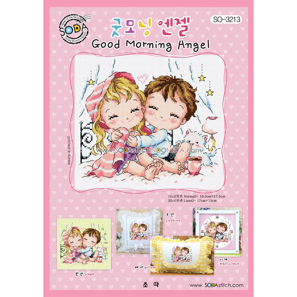 Paket DIY Craft Sulam Kristik Strimin Cross Stitch Sodastitch SO-3213 Good Morning Angel Korea