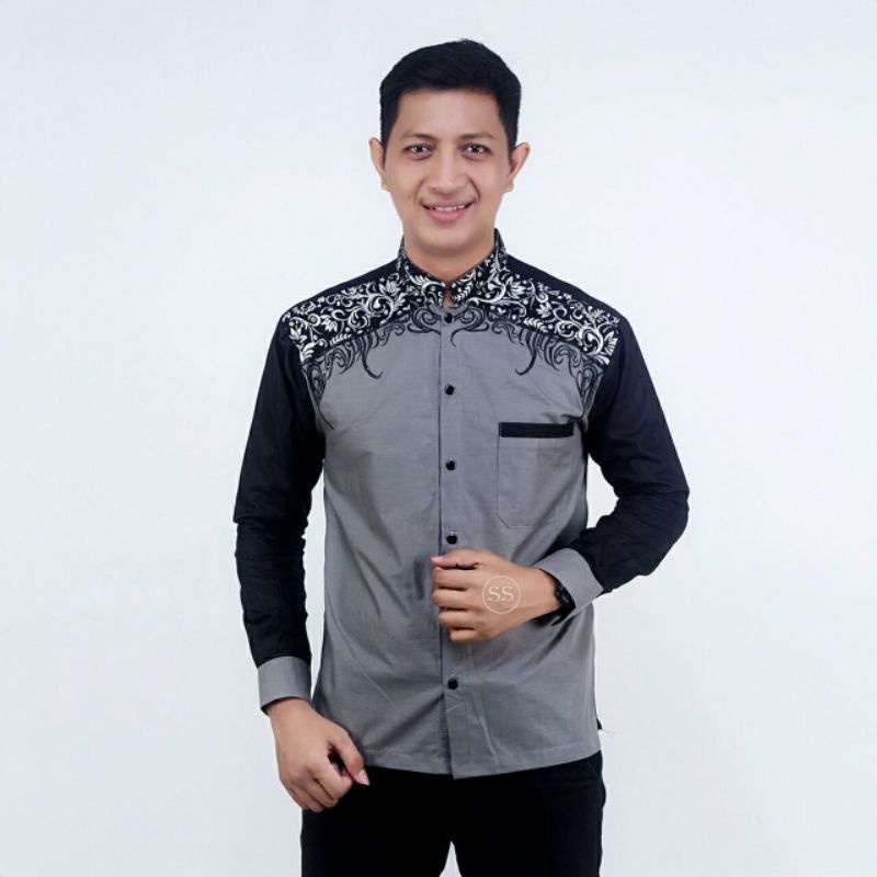 Kemeja Batik Pria Modern Lengan Panjang Casual Modis Slim Fit Trendi Masa Kini