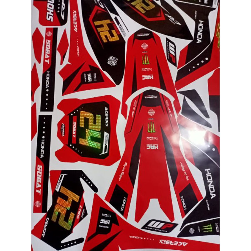decal sticker crf 150 combinasi emas karbon