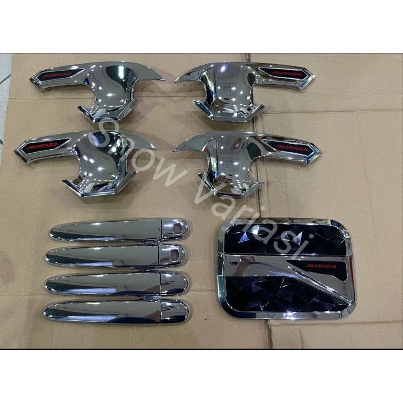 Paket Outer Handle Tank Cover All New Avanza Veloz 2012 2015 2020 Hitam Chrome Blacktivo