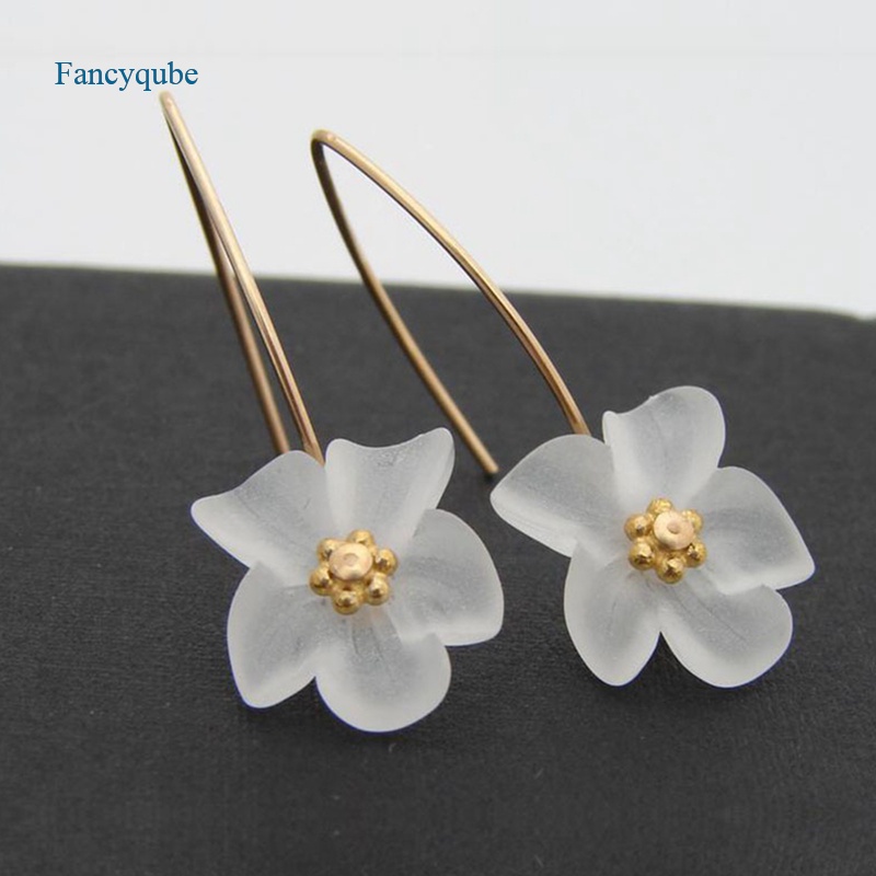 Fancyqube Anting Panjang Bentuk Bunga Bahan Resin Untuk Wanita