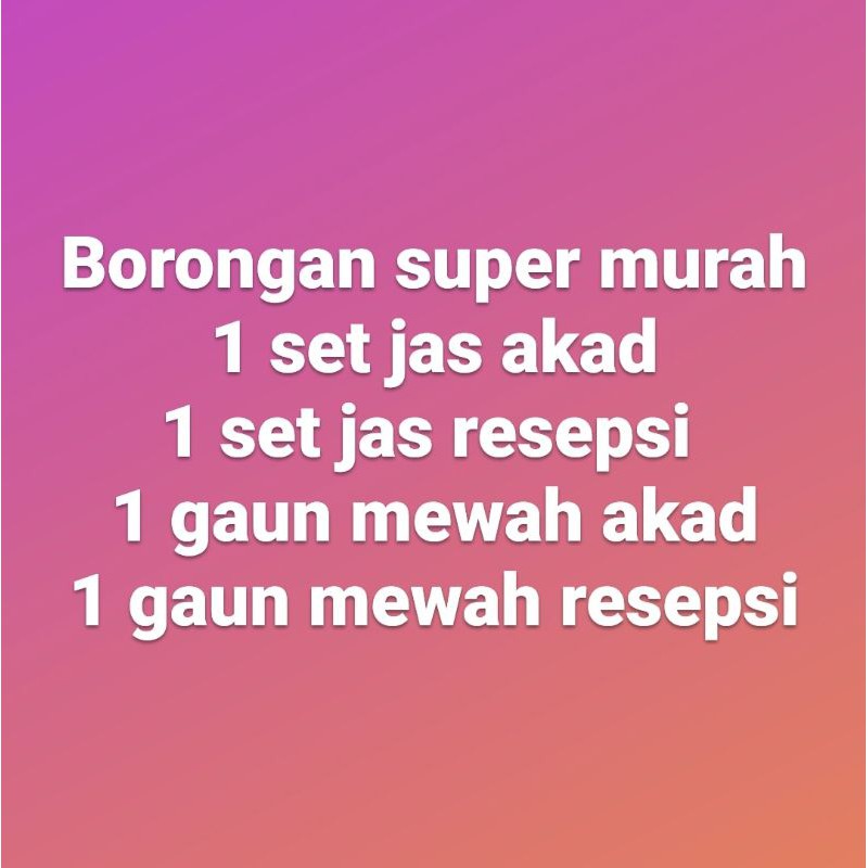 Gaun second jas pengantin mewah preloved bekas murah mewah wedding prewed akad resepsi kebaya beskap