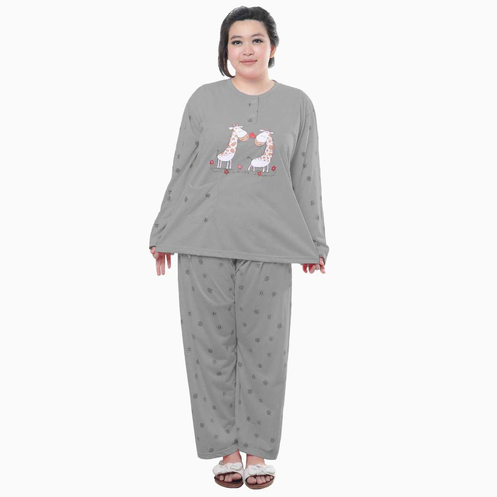 Stelan Baju Tidur Tangan Panjang Wanita BIG SIZE - Jfashion Hanifah