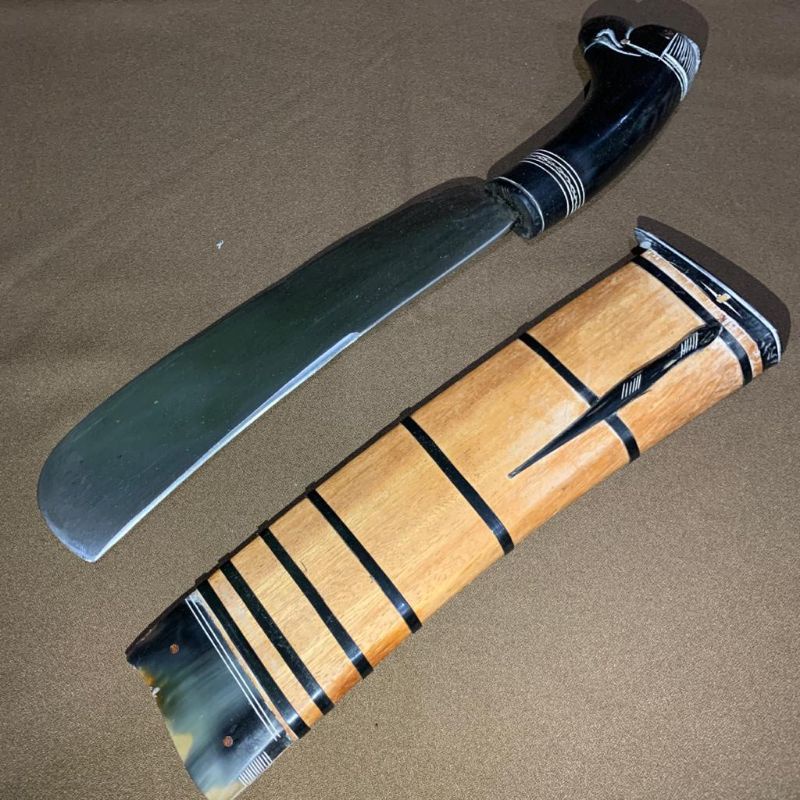 BEDOG KERJA GAPLOKAN GALONGGONG 25 CM  BAJA PER TEBAL GAGANG TANDUK UKIRAN BURUNG