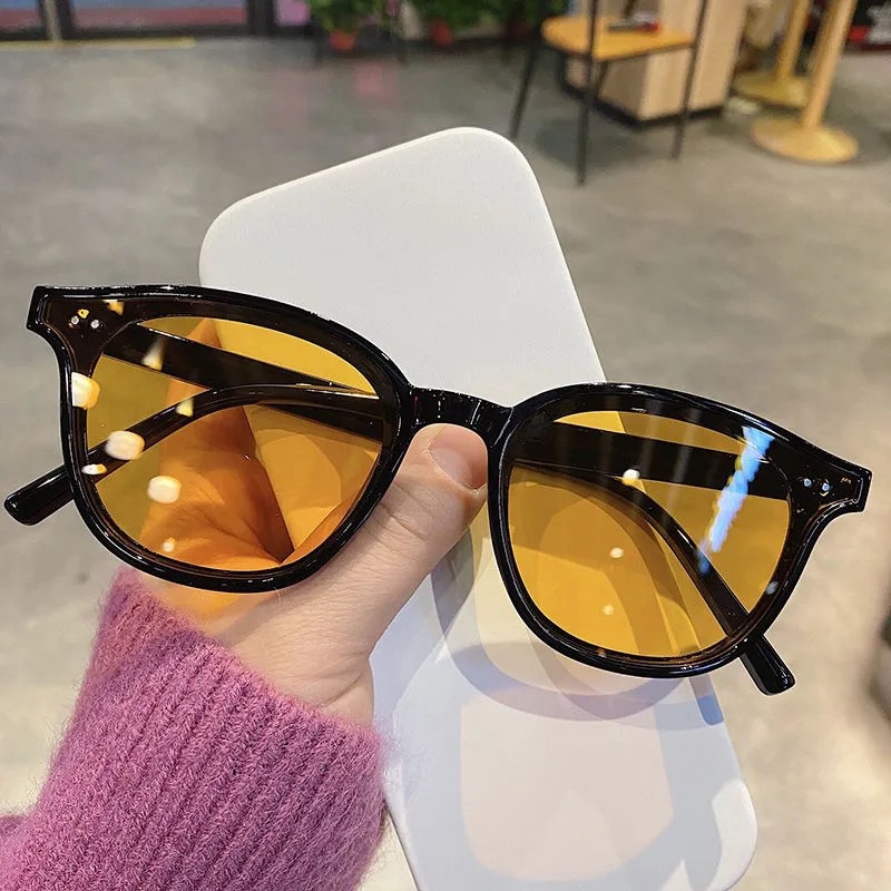 COD☀️Kacamata hitam Korea Sunglasses Anti-Uv 400 Terbaru 2022 INS Wanita Pria Kaca mata Fashion Impor Murah Perhiasan Fashion Aksesoris Ready Stock-BLACK-YELLOW