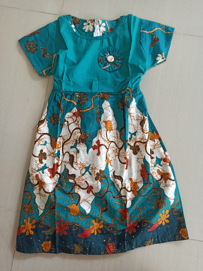 Qnunbatik Dress/terusan Batik Anak Perempuan Sabrina Daun Jaya