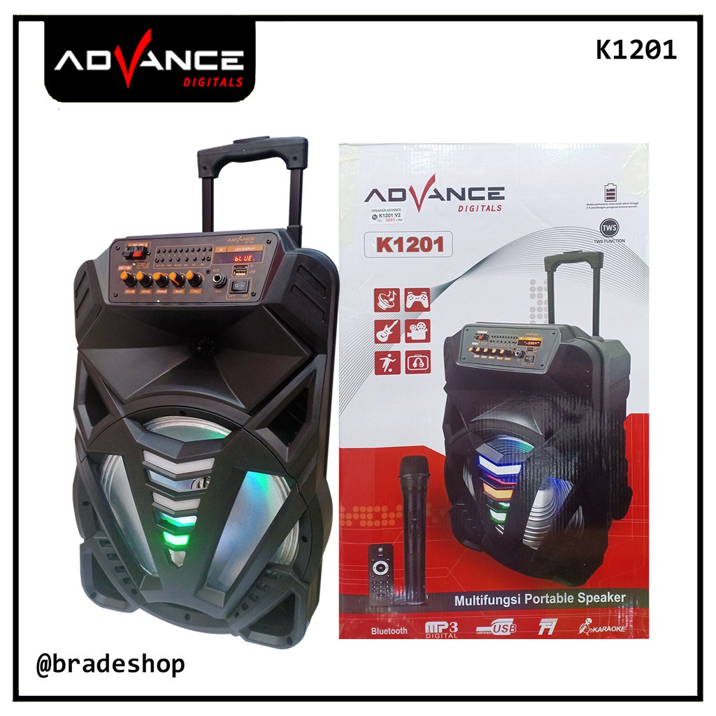 ADVANCE Speaker Portable Bluetooth 12 Inch K1201 / 1 Mic Wireless