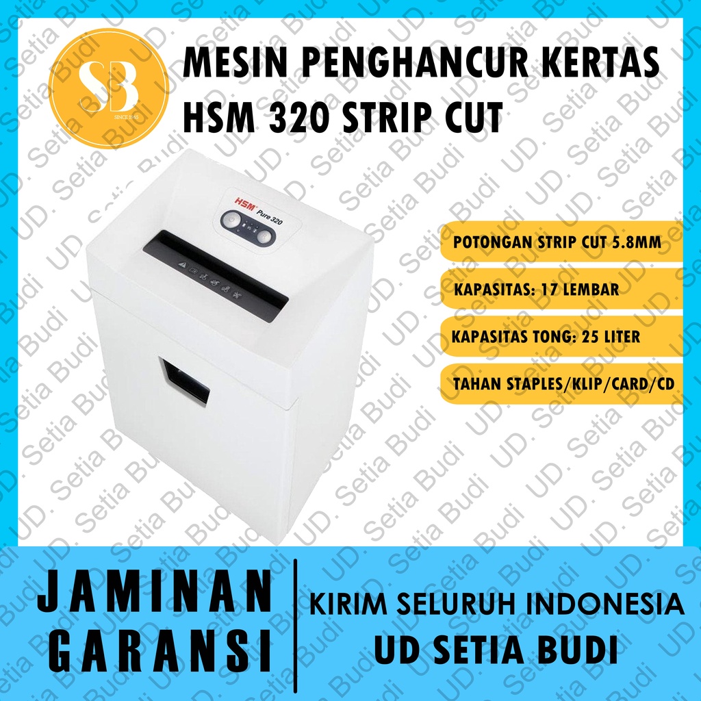 Mesin Penghancur Kertas HSM 320 Strip Cut 5.8 mm