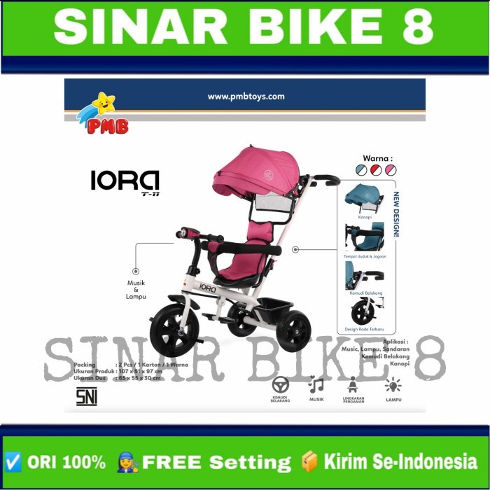 Sepeda Anak Roda Tiga  PMB IORA T-11 Musik Tricycle