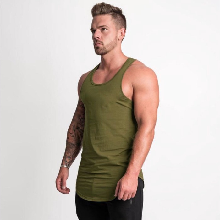 PRIA-TEE-MUSCLE- TANK TOP PRIA, MUSCLE TANK TOP - TIGHT FIT , MUSCLE TEE - HIJAU, L -MUSCLE-TEE-