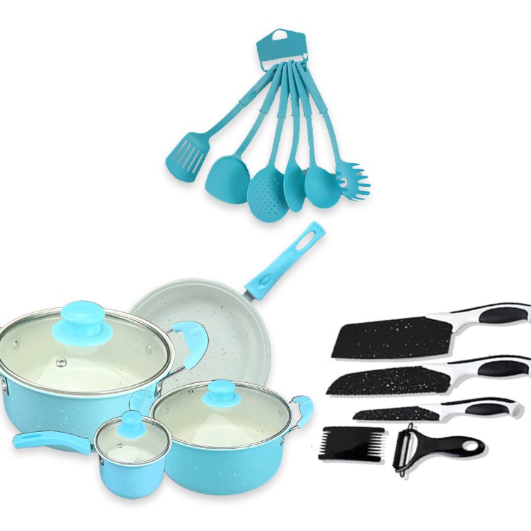 Panci Wajan 18 Set Wajan free Spatula dan Pisau Teflon Set WHFURNITURE