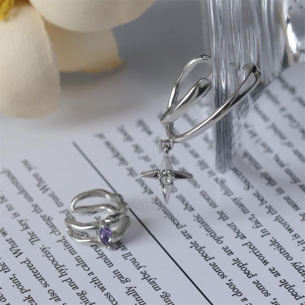 Preva Cuff Earrings Pesta Klip Telinga Punk Perhiasan Tanpa Tindik Amethyst Ear Cuff