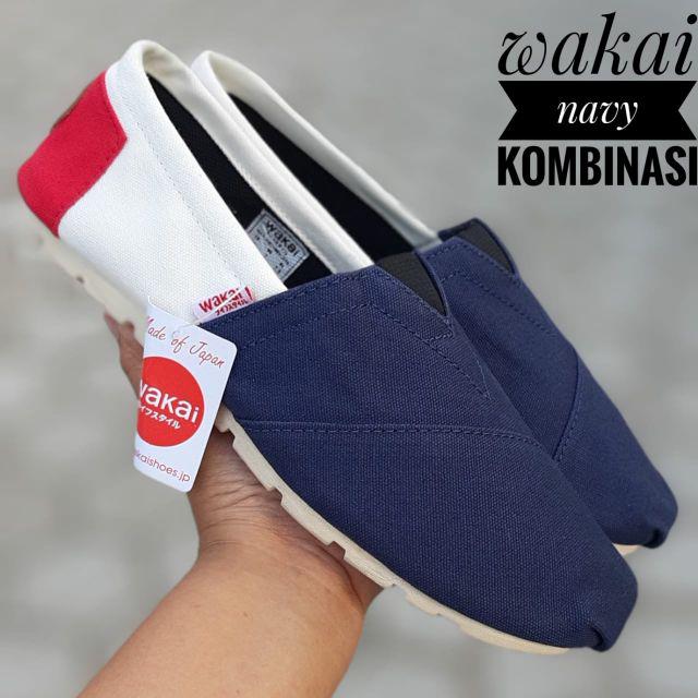 Sepatu slip on WAKAI tag vietnam [ PART 1 ]-Navy kombinasi