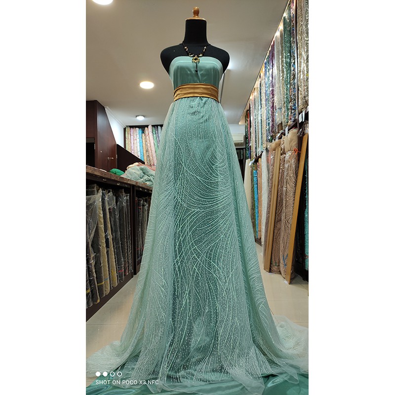 Kain Tile Lace Sequin Impor Korea SKY BLUE