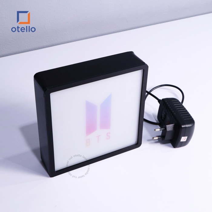 Acrylic Light Box Square BTS Logo | Lampu Tidur LED Kado Gift Hadiah Army Fans Bangtan Idol