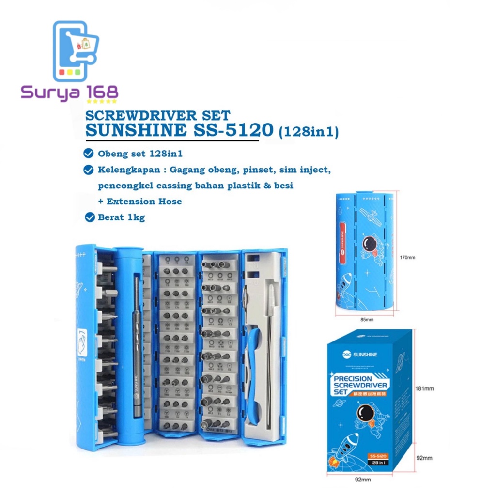 TOOLS ALAT OBENG SET SCREWDRIVER SUNSHINE SS-5120 128 IN 1