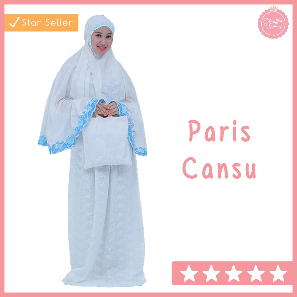 Mukena Katun Dewasa Paris Cansu Murah – Mukena Putih Bordir By Fadilah Gallery