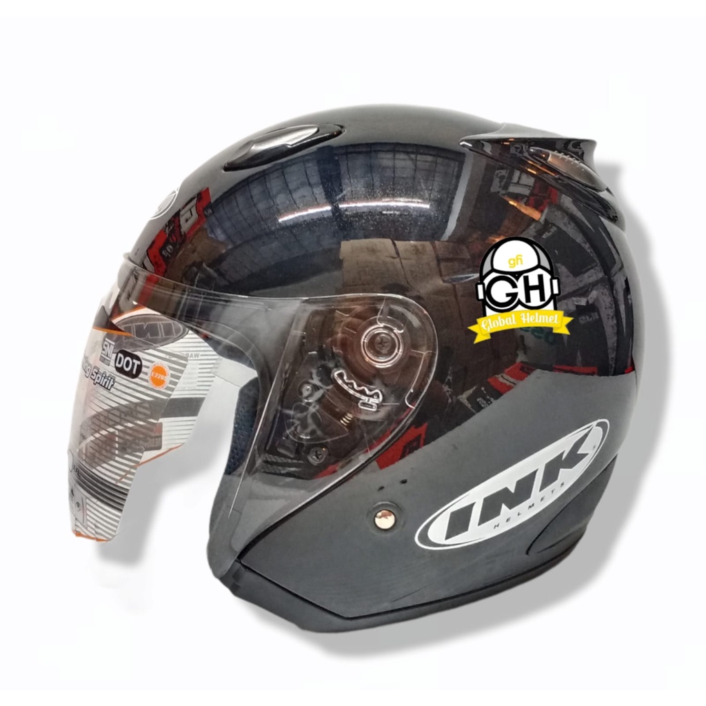 HELM INK HALF FACE INK CENTRO ORIGINAL 100% INK CENTRO JET SOLID BLACK MET