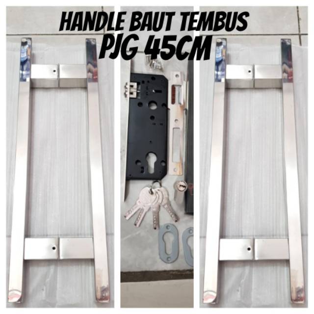 Paket Handle pintu stainless baut tembus 45cm