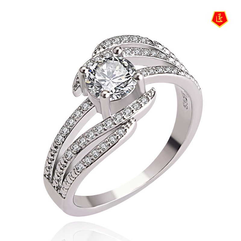 [Ready Stock]Female Creative Personality S925 Silver Diamond-Studded Ring