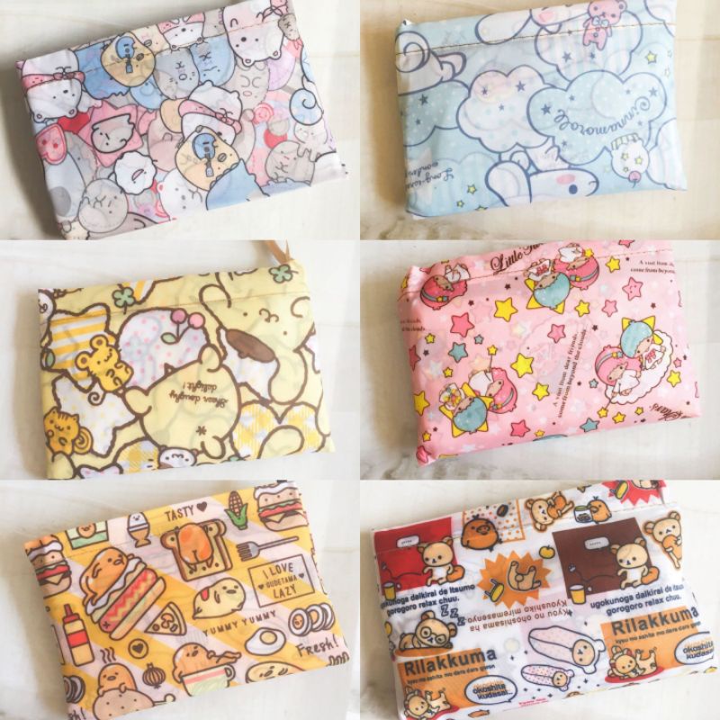 Tas belanja lipat / folding bag Snoopy Mickey Minnie Cinnamoroll Stitch Pompompurin Tsum Labubu