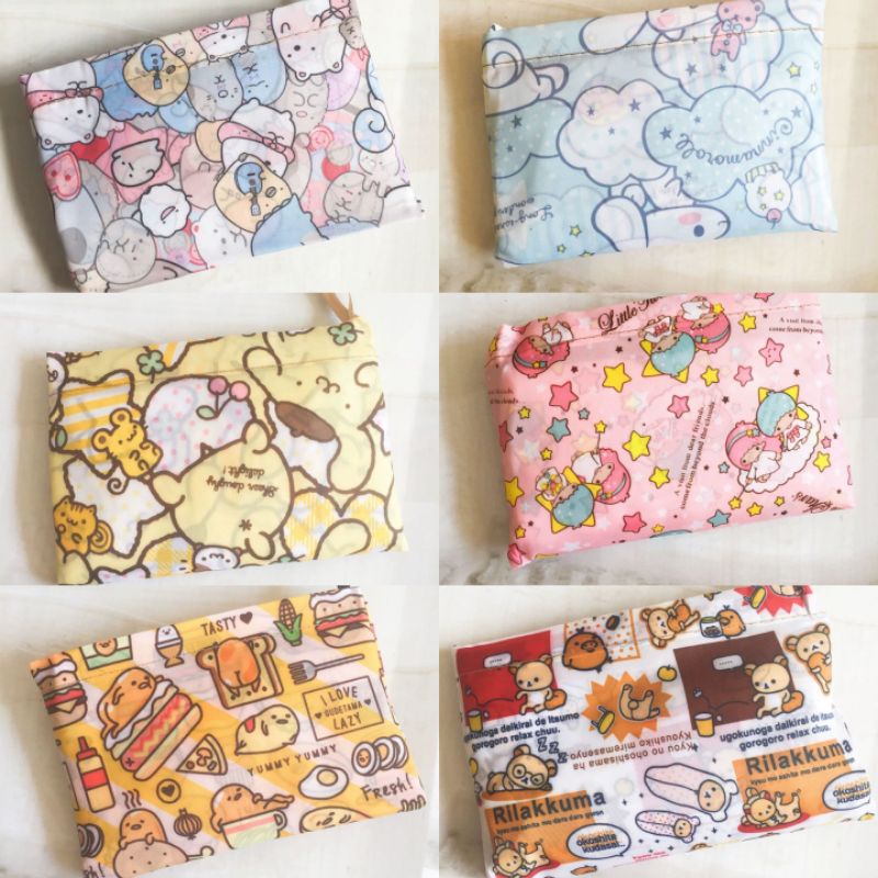 Tas belanja lipat / folding bag Snoopy Mickey Minnie Cinnamoroll Stitch Pompompurin Tsum