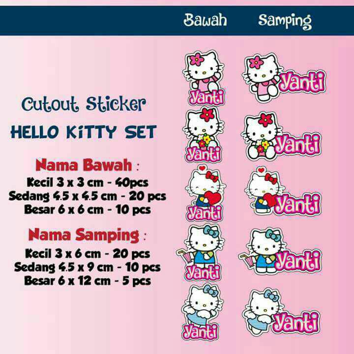 Jual Stiker Label Nama Waterproof Cutout Hello Kitty Set Indonesiashopee Indonesia 9044