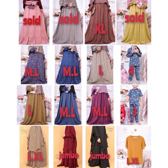 Ditsy nightgown gamis abaya polos size XS S M L XL JUMBO