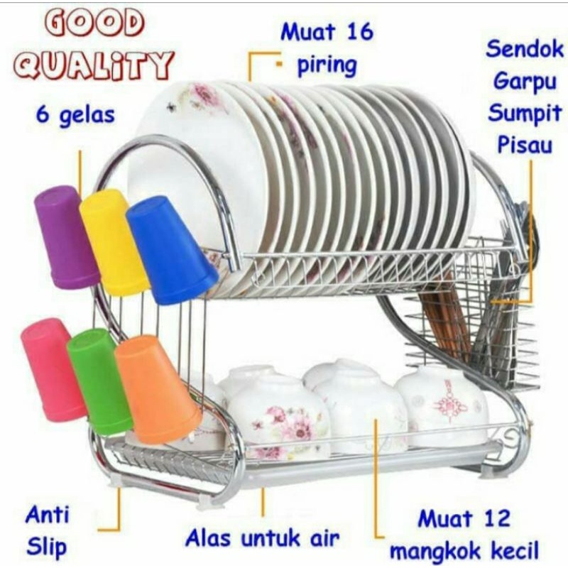 Rak Piring Stainless 2 susun