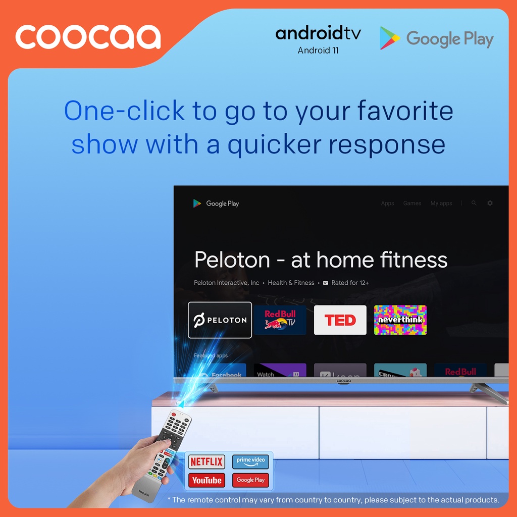 COOCAA 43 inch Smart TV - Digital TV - Android 11 - Netflix/Youtube - Google Assistant - Dolby Audio - Mirroring - Flicker Free - Boundless - HDR 10 - WIFI - USB/LAN(COOCAA 43S7G)